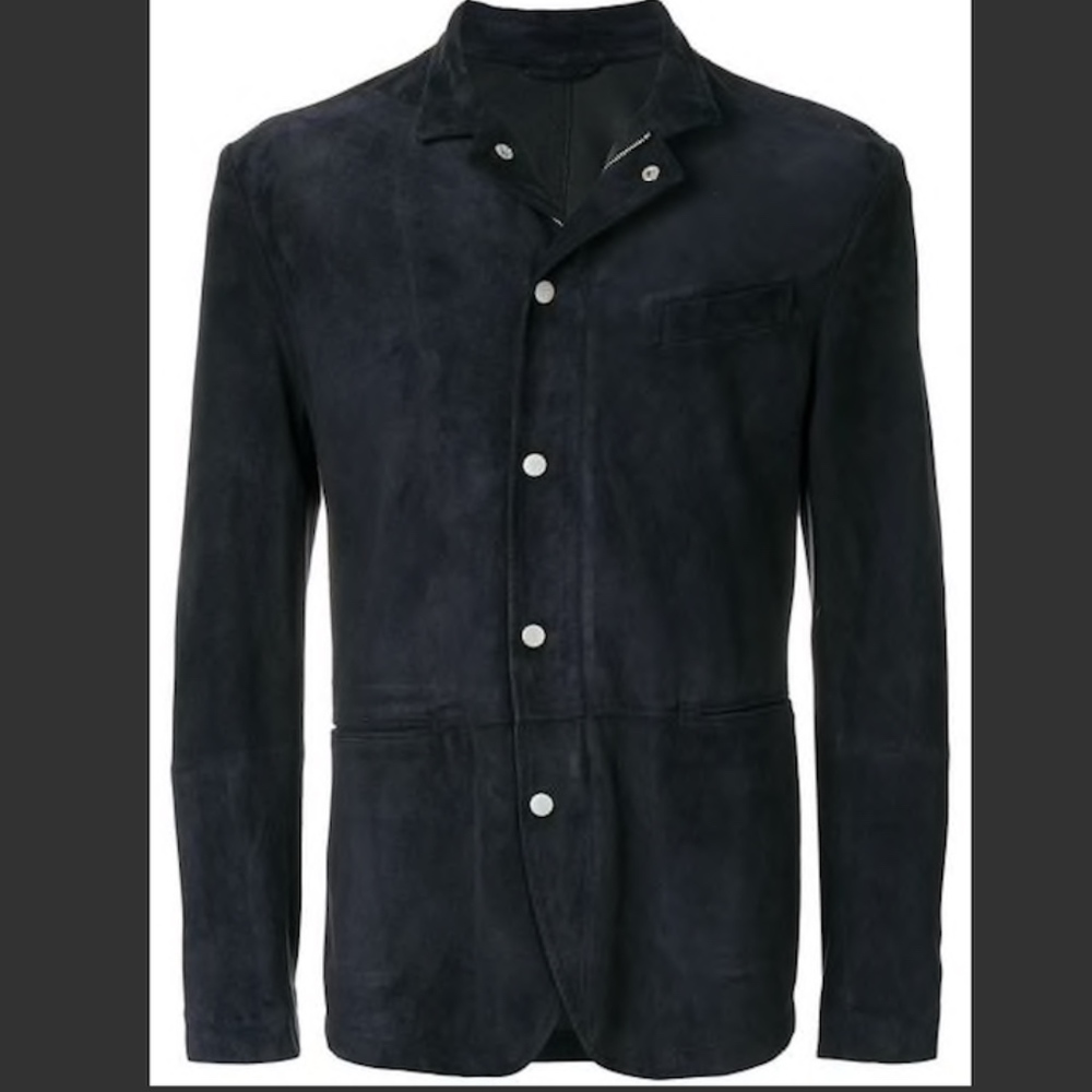Eleventy Navy Suede Jacket